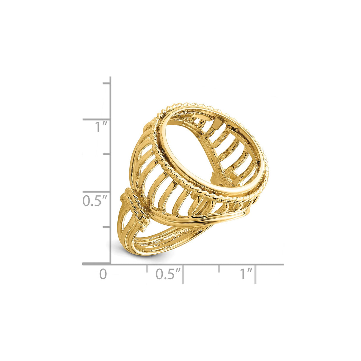 Isle of Man 1/10 oz Gold Cat Coin Bezel Ring Prong Set Wire with Twisted Rope in 14k Yellow Gold