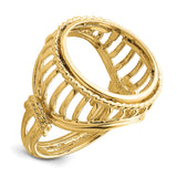 Isle of Man 1/10 oz Gold Cat Coin Bezel Ring Prong Set Wire with Twisted Rope in 14k Yellow Gold