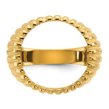 Australian 1/10 oz Gold Kangaroo $15 Coin Bezel Ring Prong Set Polished Vertical Fluting in 14k Yellow Gold