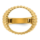 Australian 1/10 oz Gold Koala $15 Coin Bezel Ring Prong Set Polished Vertical Fluting in 14k Yellow Gold