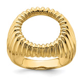 Australian 1/10 oz Gold Kangaroo $15 Coin Bezel Ring Prong Set Polished Vertical Fluting in 14k Yellow Gold