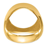 Australian 1/10 oz Gold Lunar $15 Coin Series 3 Coin Bezel Ring Prong Set Mens Diamond-cut Classic Open Back in 14k Yellow Gold