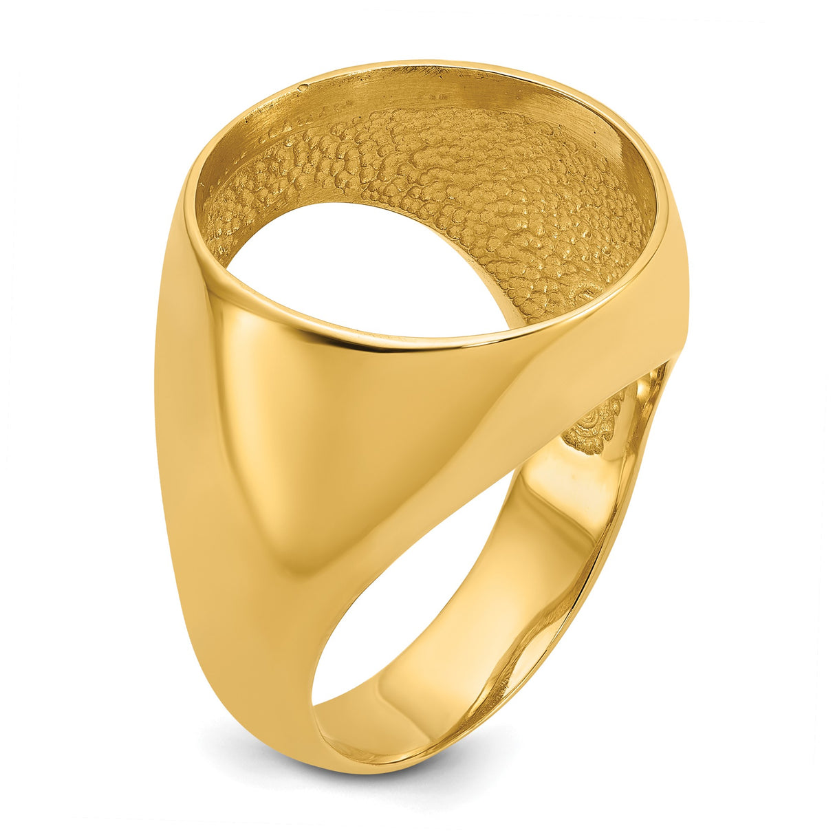 Australian 1/10 oz Gold Lunar $15 Coin Series 3 Coin Bezel Ring Prong Set Mens Diamond-cut Classic Open Back in 14k Yellow Gold