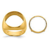 Australian 1/10 oz Gold Lunar $15 Coin Series 3 Coin Bezel Ring Prong Set Mens Diamond-cut Classic Open Back in 14k Yellow Gold