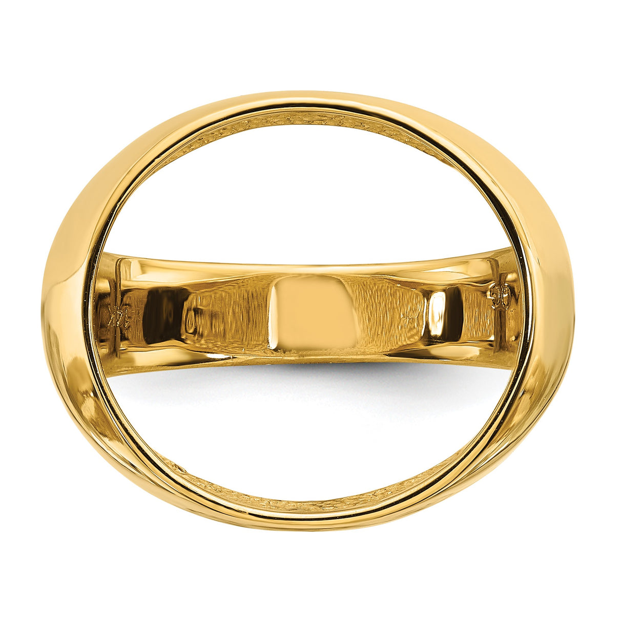 Isle of Man 1/10 oz Gold Cat Coin Bezel Ring Prong Set Mens Diamond-cut Classic Open Back in 14k Yellow Gold