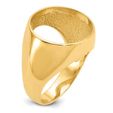 Isle of Man 1/10 oz Gold Cat Coin Bezel Ring Prong Set Mens Diamond-cut Classic Open Back in 14k Yellow Gold