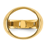 Australian 1/10 oz Gold Koala $15 Coin Bezel Ring Prong Set Mens Polished Classic Open Back in 14k Yellow Gold