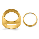 Australian 1/10 oz Gold Kangaroo $15 Coin Bezel Ring Prong Set Mens Polished Classic Open Back in 14k Yellow Gold