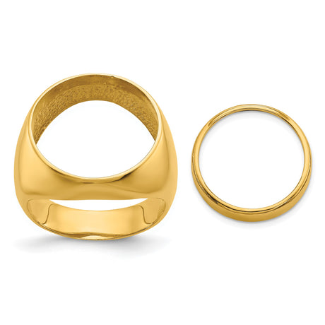 Australian 1/10 oz Gold Koala $15 Coin Bezel Ring Prong Set Mens Polished Classic Open Back in 14k Yellow Gold