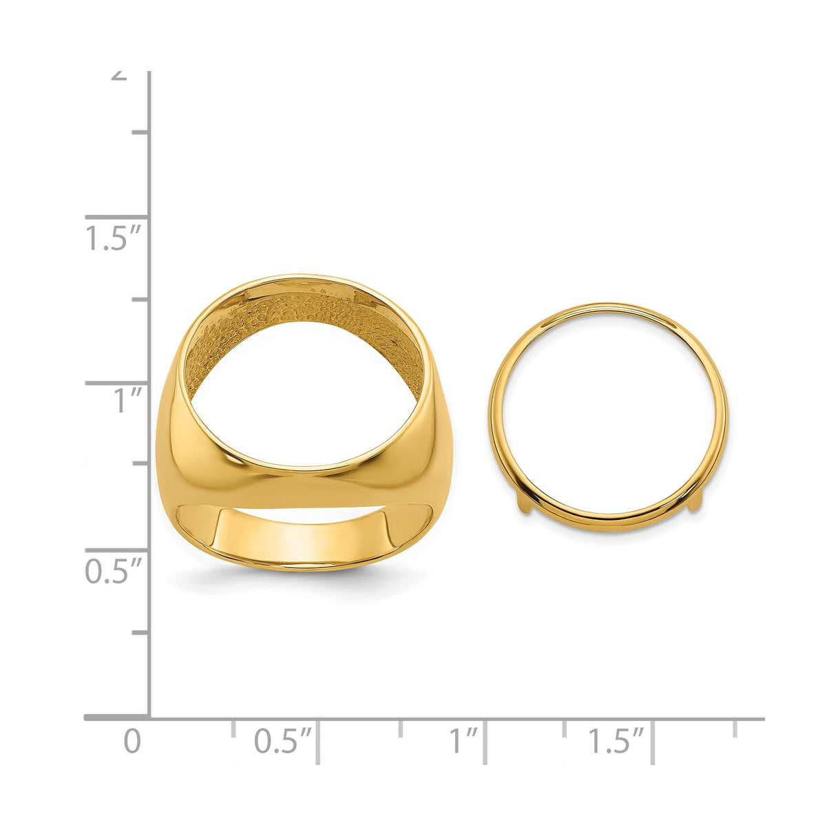 Isle of Man 1/10 oz Gold Cat Coin Bezel Ring Prong Set Mens Polished Classic Open Back in 14k Yellow Gold