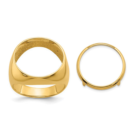 Isle of Man 1/10 oz Gold Cat Coin Bezel Ring Prong Set Mens Polished Classic Open Back in 14k Yellow Gold