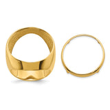US 1/4 oz Platinum American Eagle $25 Coin Bezel Ring Prong Set Mens Polished Classic Open Back in 14k Yellow Gold