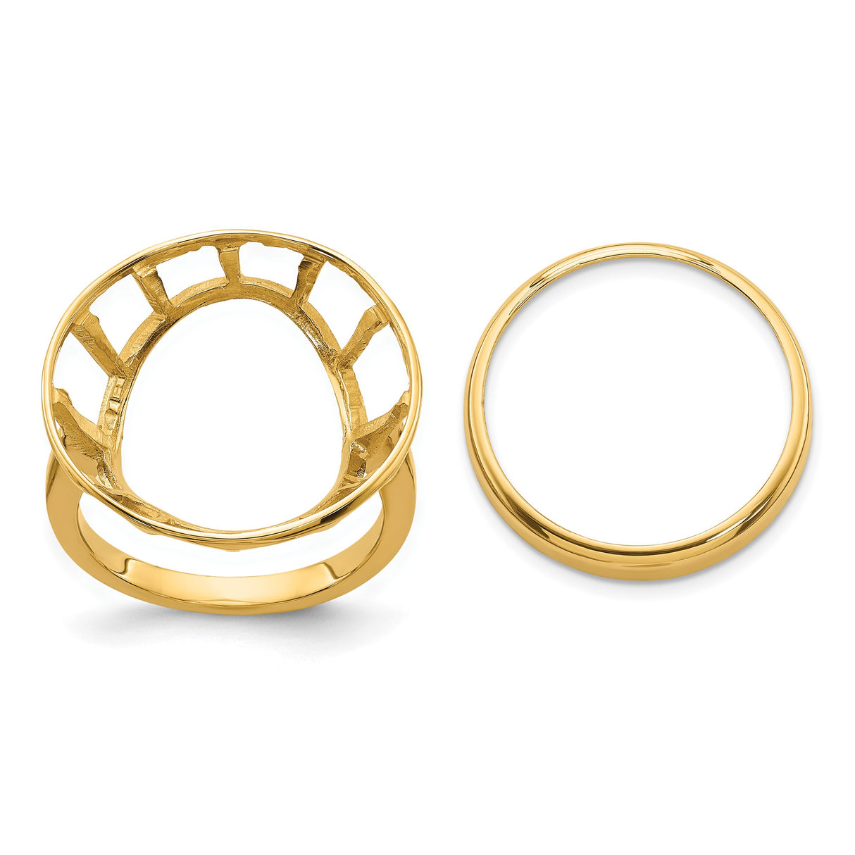 Isle of Man 1/10 oz Gold Cat Coin Bezel Ring Prong Set Wire Spoke in 14k Yellow Gold