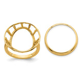 Isle of Man 1/10 oz Gold Cat Coin Bezel Ring Prong Set Wire Spoke in 14k Yellow Gold
