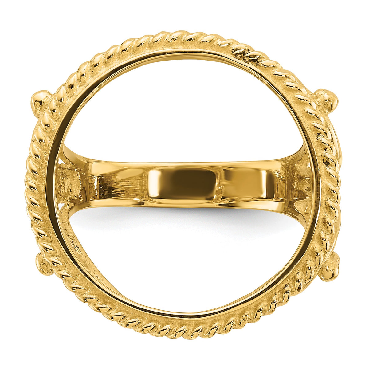 Australian 1/10 oz Gold Kangaroo $15 Coin Bezel Ring Prong Set Filigree with Twisted Wire Edge in 14k Yellow Gold