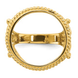 Australian 1/10 oz Gold Lunar $15 Coin Series 3 Coin Bezel Ring Prong Set Filigree with Twisted Wire Edge in 14k Yellow Gold