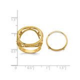 Australian 1/10 oz Gold Lunar $15 Coin Series 3 Coin Bezel Ring Prong Set Filigree with Twisted Wire Edge in 14k Yellow Gold