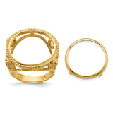 Australian 1/10 oz Gold Lunar $15 Coin Series 3 Coin Bezel Ring Prong Set Filigree with Twisted Wire Edge in 14k Yellow Gold