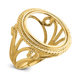 Isle of Man 1/10 oz Gold Cat Coin Bezel Ring Prong Set Filigree with Twisted Wire Edge in 14k Yellow Gold