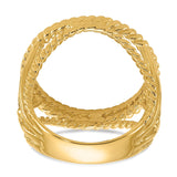 Australian 1/10 oz Gold Lunar $15 Coin Series 1 Coin Bezel Ring Prong Set Double Twisted Wire in 14k Yellow Gold