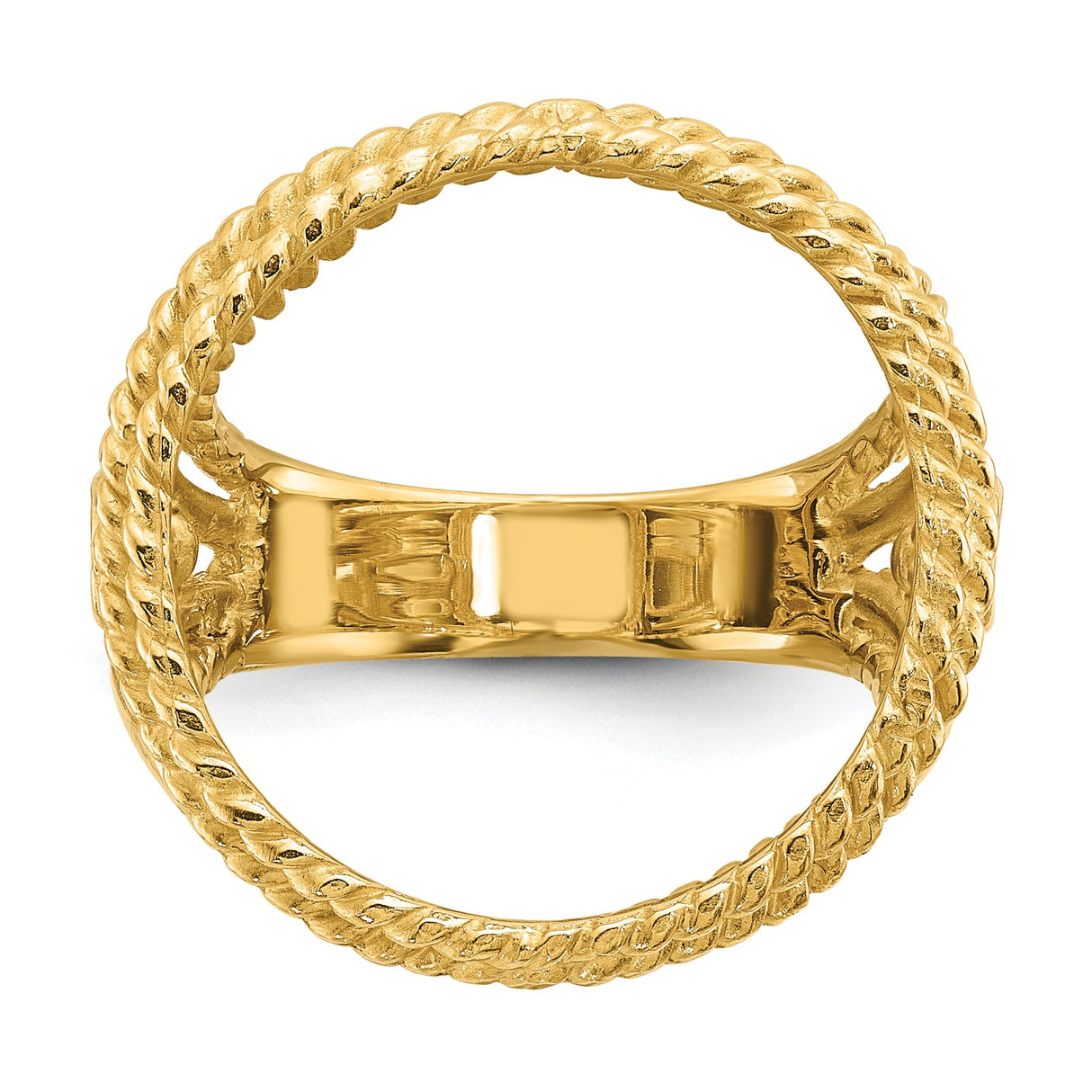 Isle of Man 1/10 oz Gold Cat Coin Bezel Ring Prong Set Double Twisted Wire in 14k Yellow Gold