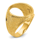 Australian 1/10 oz Gold Koala $15 Coin Bezel Ring Prong Set Mens Polished and Textured in 14k Yellow Gold