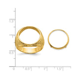 Australian 1/10 oz Gold Koala $15 Coin Bezel Ring Prong Set Mens Polished and Textured in 14k Yellow Gold