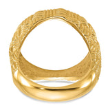 Isle of Man 1/10 oz Gold Cat Coin Bezel Ring Prong Set Mens Polished Woven Design in 14k Yellow Gold