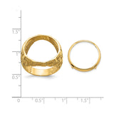 Isle of Man 1/10 oz Gold Cat Coin Bezel Ring Prong Set Mens Polished Woven Design in 14k Yellow Gold