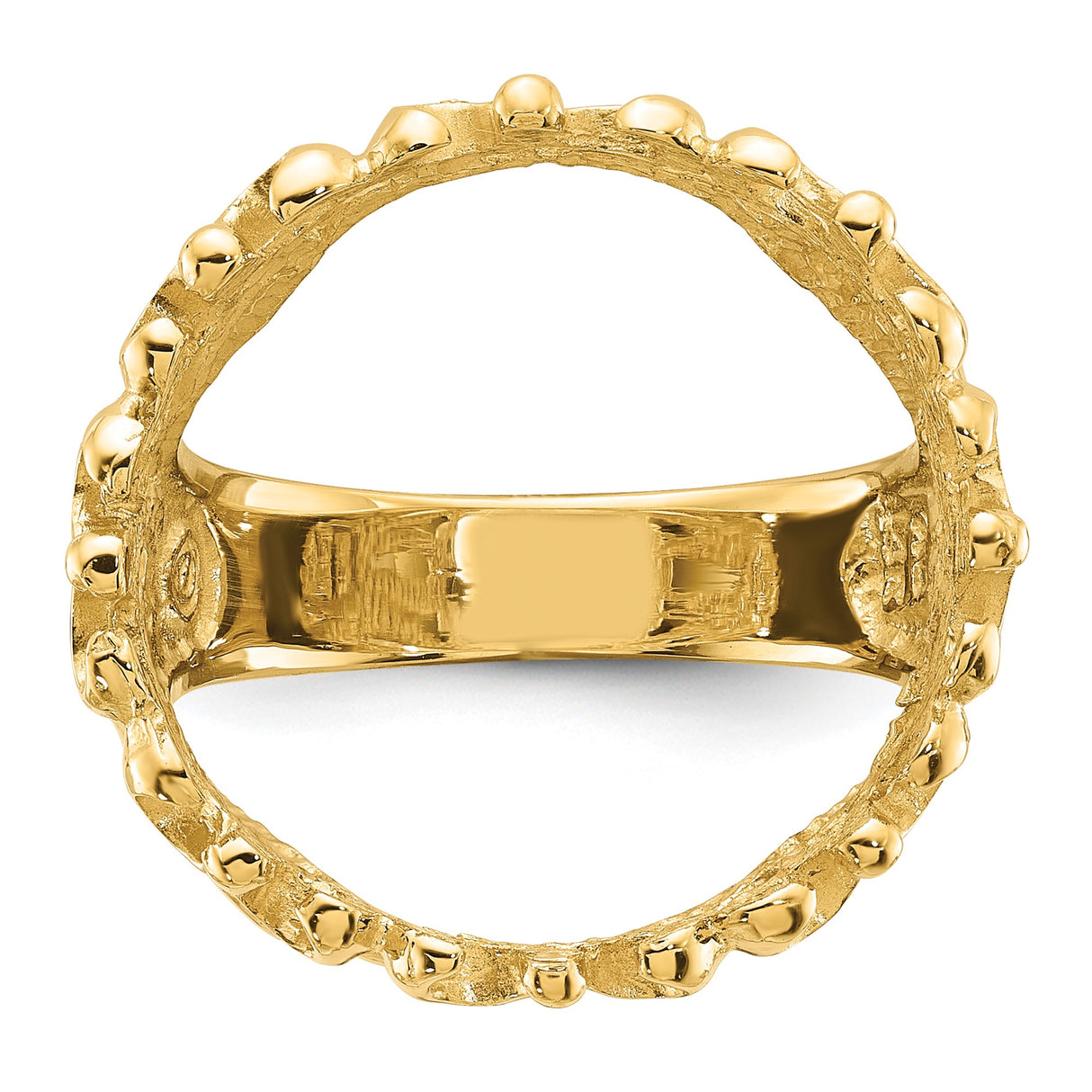 Isle of Man 1/10 oz Gold Cat Coin Bezel Ring Prong Set Polished Fancy Wire in 14k Yellow Gold