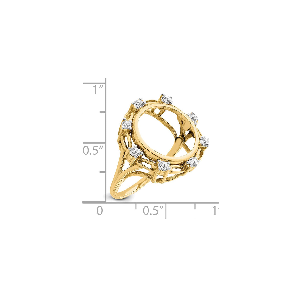 14 mm 14k Yellow Gold coin bezel for 14 mm Coin — size reference (ruler)