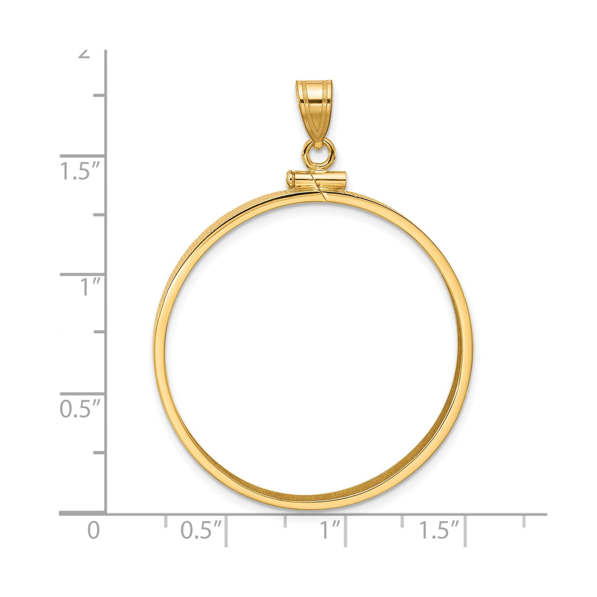 33 mm 14k Yellow Gold coin bezel for South African Krugerrand — size reference (ruler)
