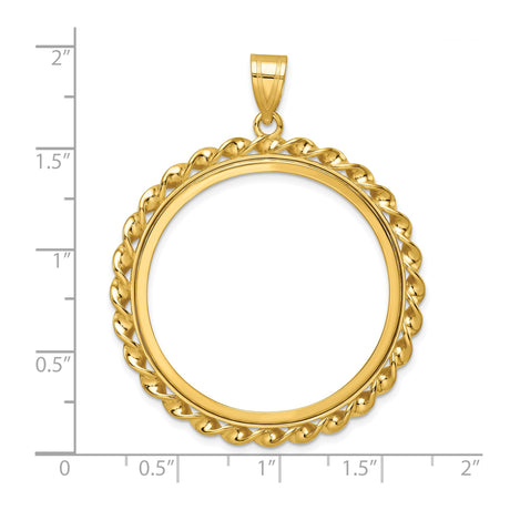 33 mm 14k Yellow Gold coin bezel for South African Krugerrand — size reference (ruler)