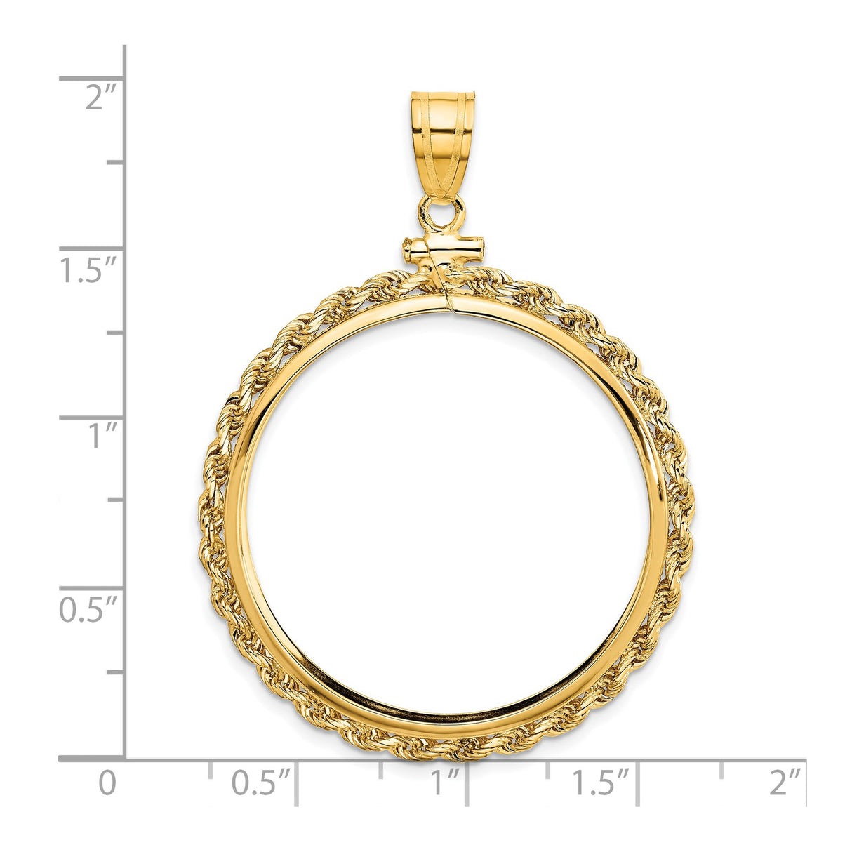 33 mm 14k Yellow Gold coin bezel for South African Krugerrand — size reference (ruler)