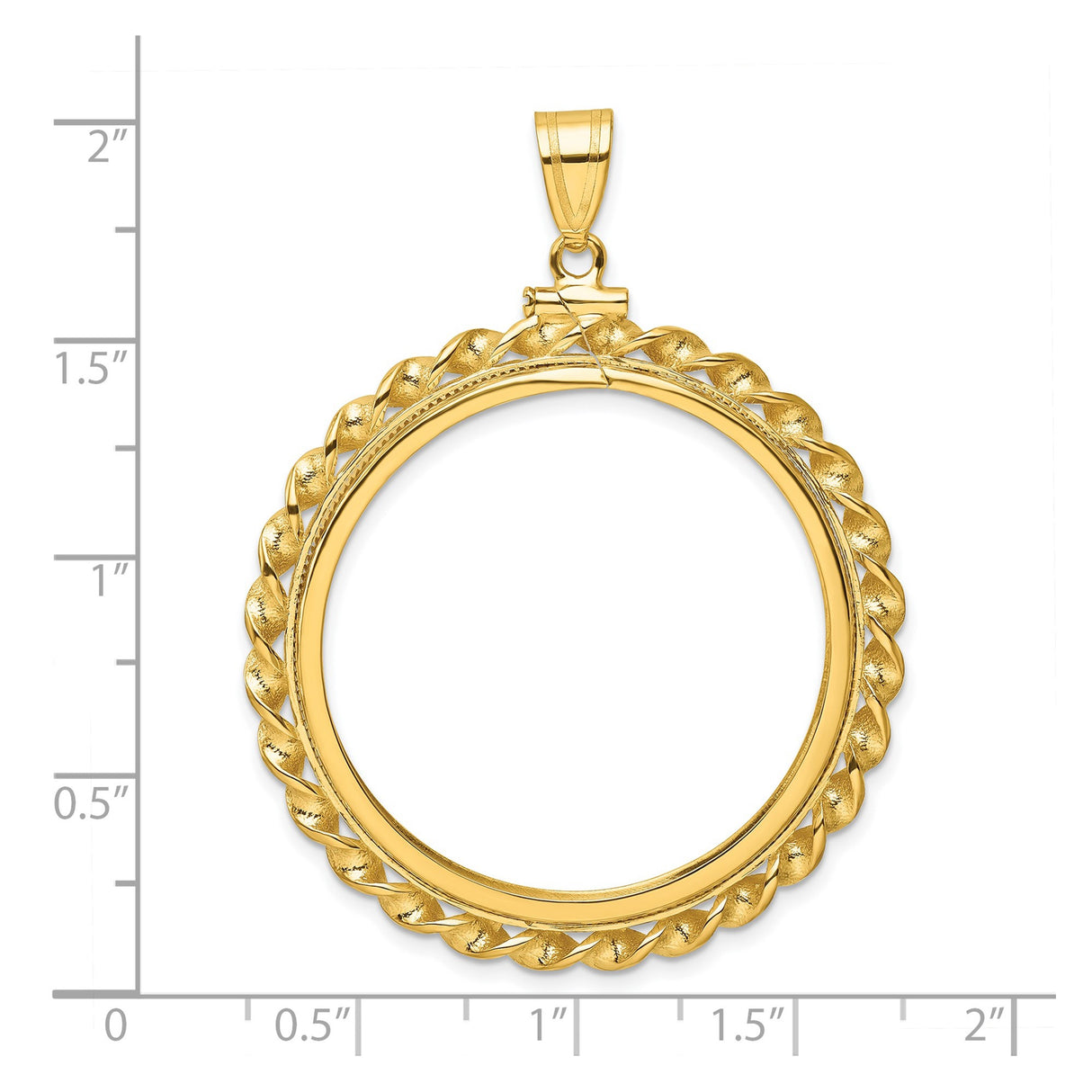 33 mm 14k Yellow Gold coin bezel for South African Krugerrand — size reference (ruler)