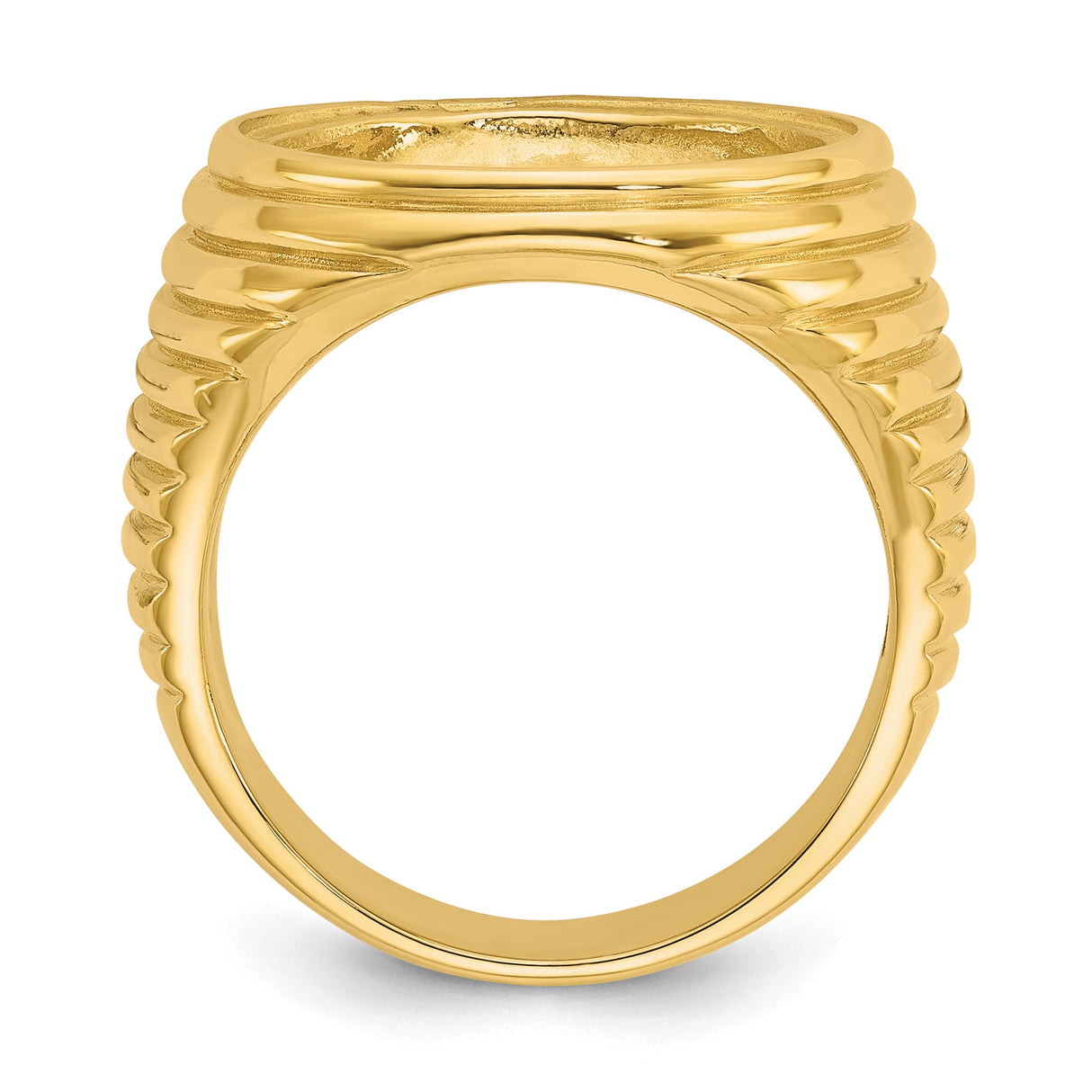 17 mm 14k Yellow Gold coin bezel ring for South African Krugerrand — alternate view