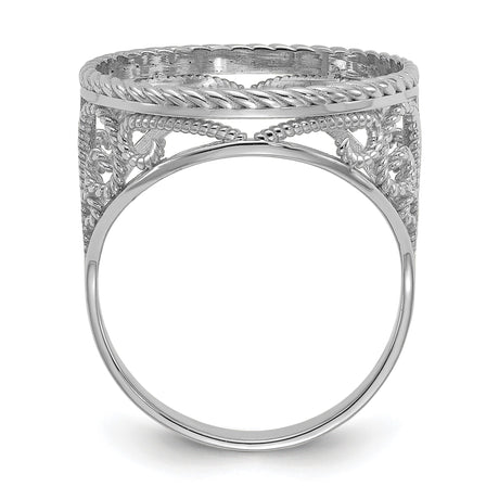 17 mm 14k White Gold coin bezel ring for South African Krugerrand — alternate view