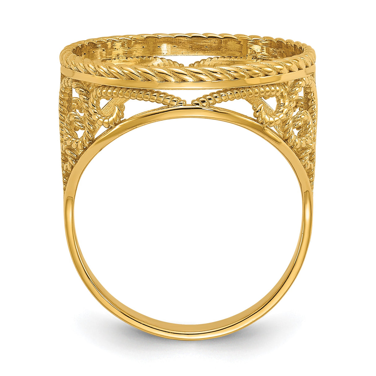 17 mm 14k Yellow Gold coin bezel ring for South African Krugerrand — alternate view