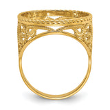 17 mm 14k Yellow Gold coin bezel ring for South African Krugerrand — alternate view