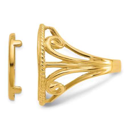 17 mm 14k Yellow Gold coin bezel ring for South African Krugerrand — additional image