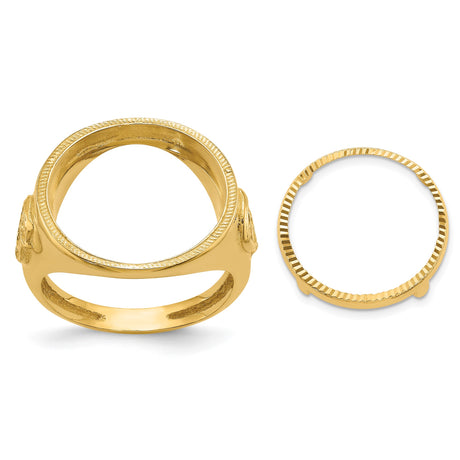 17 mm 14k Yellow Gold coin bezel ring for South African Krugerrand