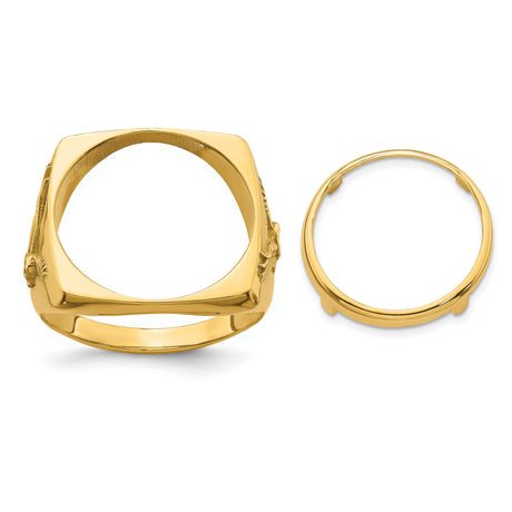 17 mm 14k Yellow Gold coin bezel ring for South African Krugerrand