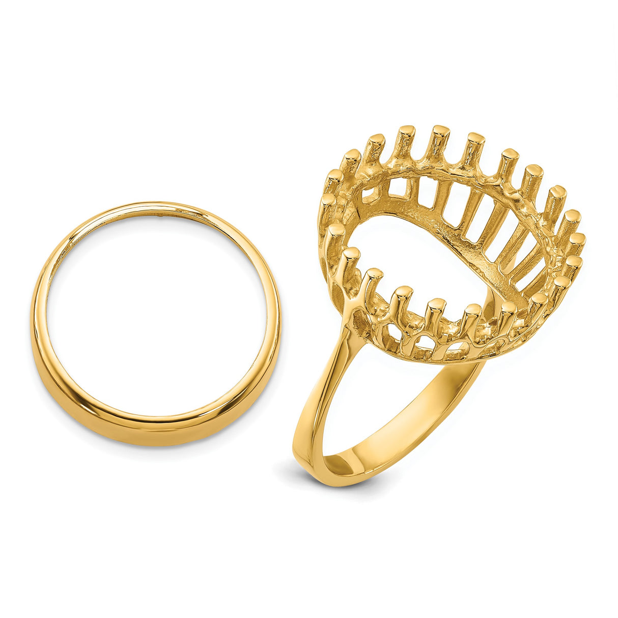 17 mm 14k Yellow Gold coin bezel ring for South African Krugerrand — additional image