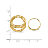 17 mm 14k Yellow Gold coin bezel ring for South African Krugerrand — size reference (ruler)