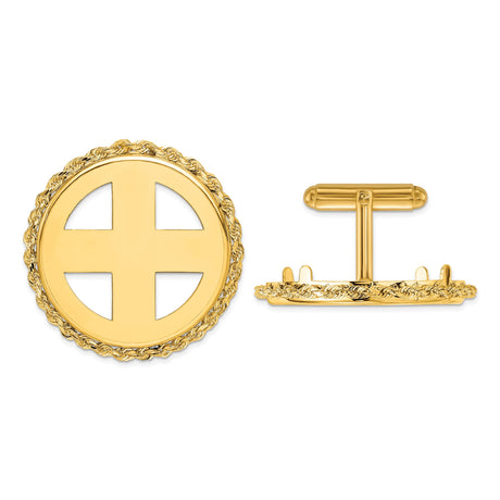 27 mm 14k Yellow Gold coin bezel cuff links for South African Krugerrand