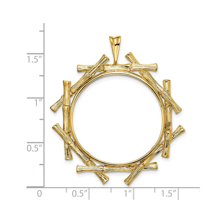 27 mm 14k Yellow Gold coin bezel for South African Krugerrand — size reference (ruler)