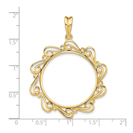 27 mm 14k Yellow Gold coin bezel for South African Krugerrand — size reference (ruler)