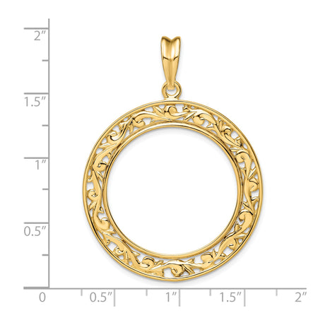 27 mm 14k Yellow Gold coin bezel for South African Krugerrand — size reference (ruler)