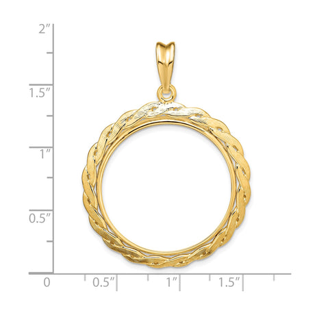 27 mm 14k Yellow Gold coin bezel for South African Krugerrand — size reference (ruler)