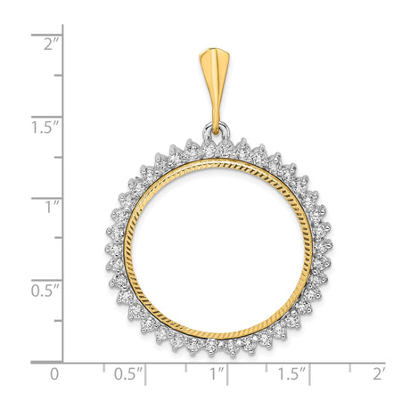 27 mm 14k Multi-Tone Gold coin bezel for South African Krugerrand — size reference (ruler)